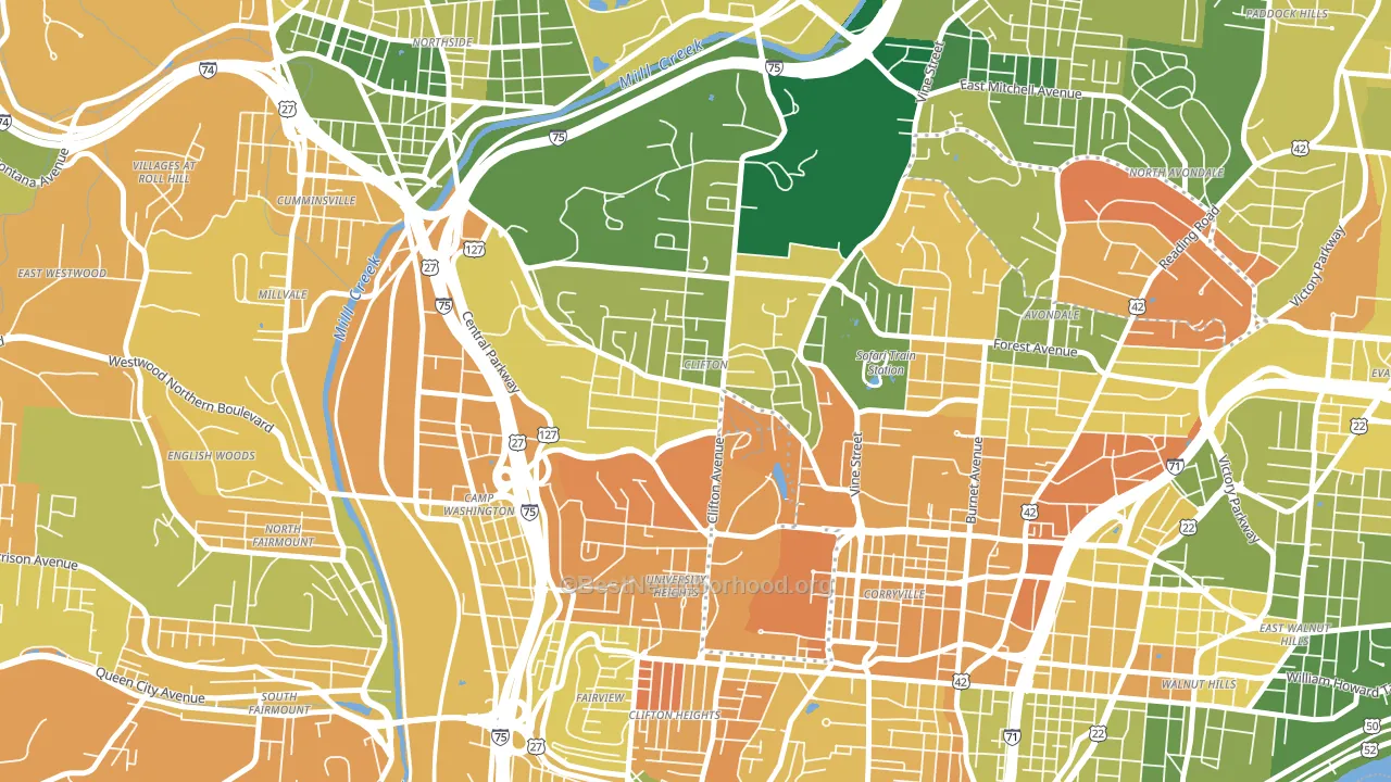 45220, OH block-group voter-turnout map