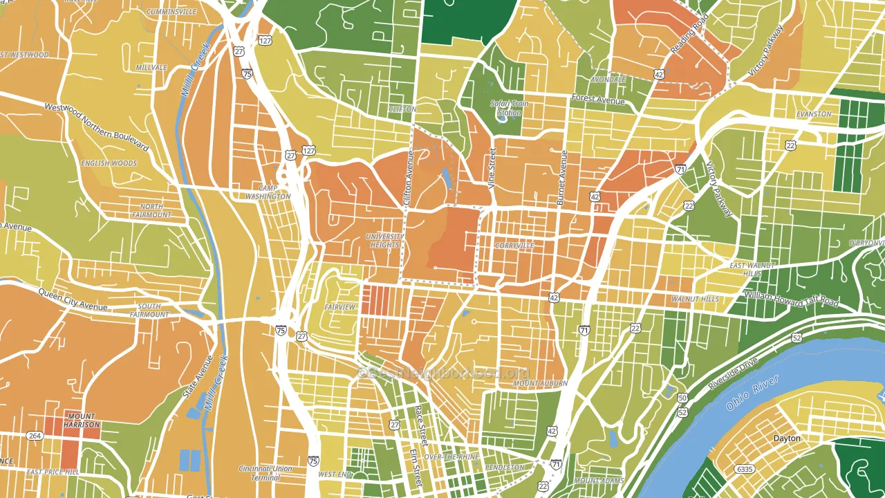 45221, OH block-group voter-turnout map