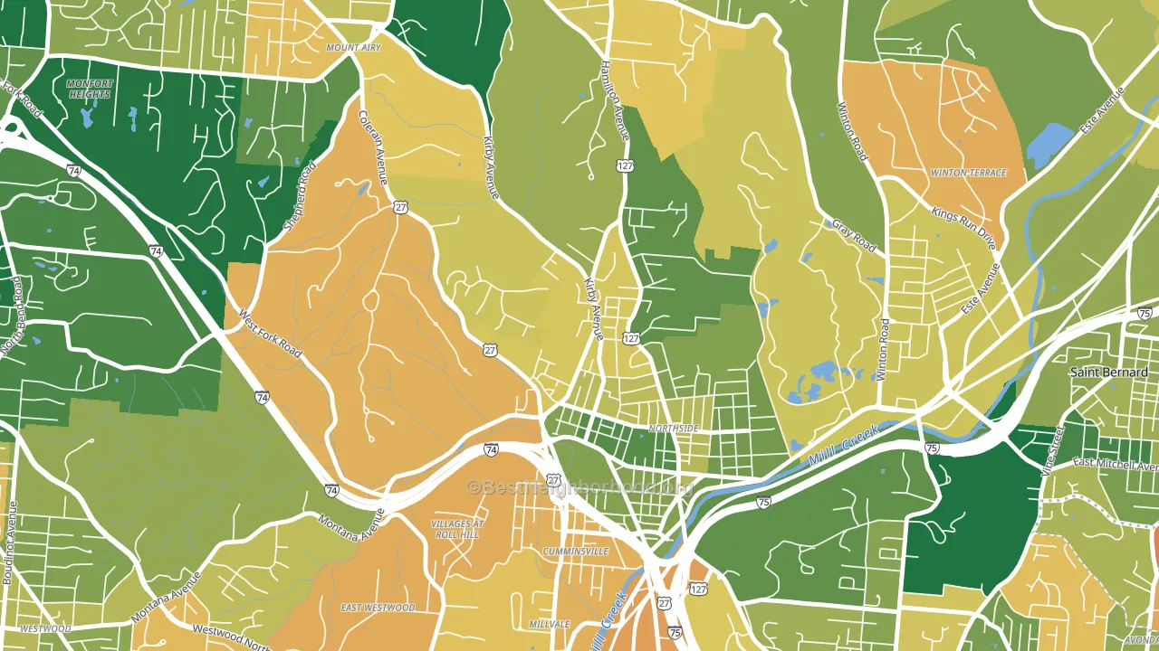 45223, OH block-group voter-turnout map