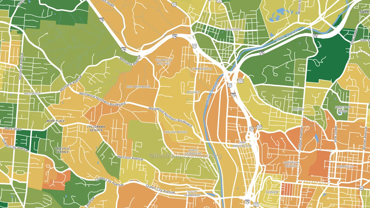 45225, OH block-group voter-turnout map