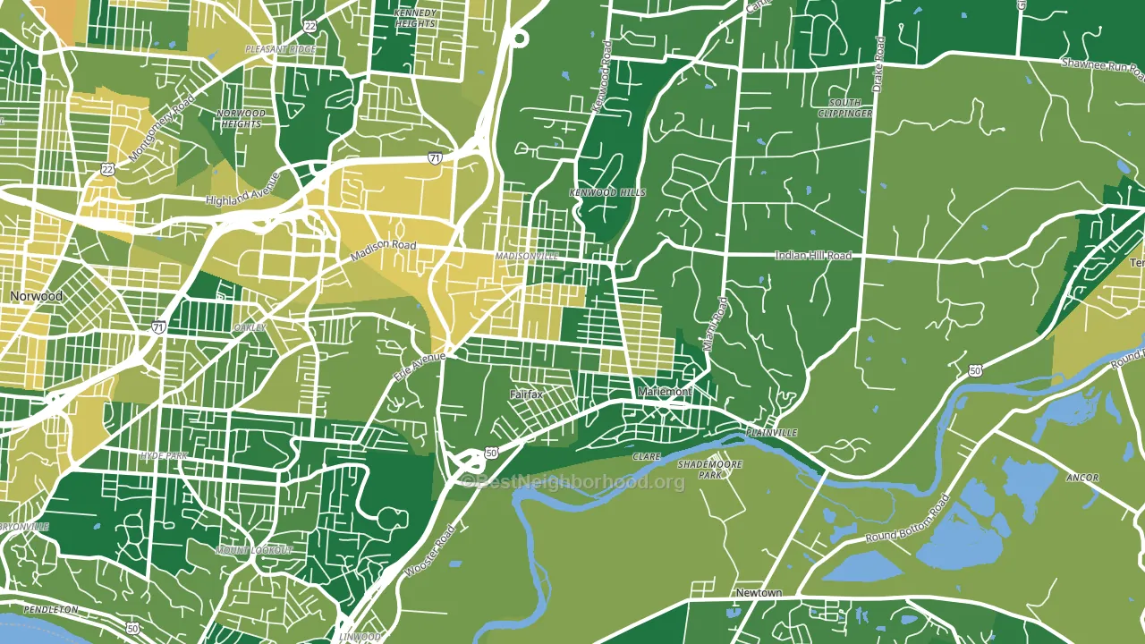 45227, OH block-group voter-turnout map
