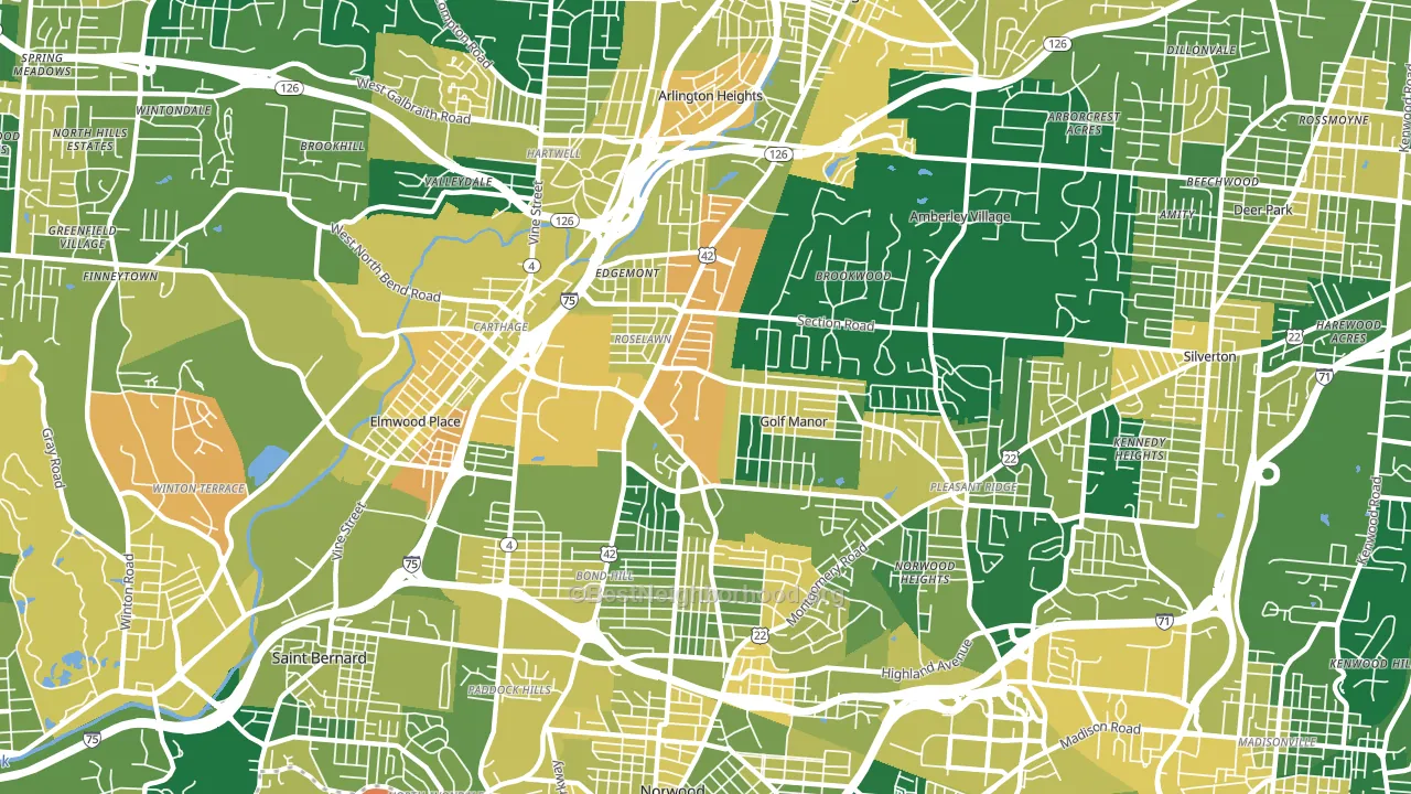 45237, OH block-group voter-turnout map
