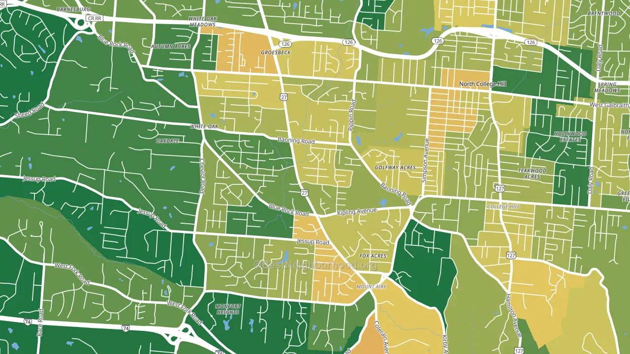 45239, OH block-group voter-turnout map