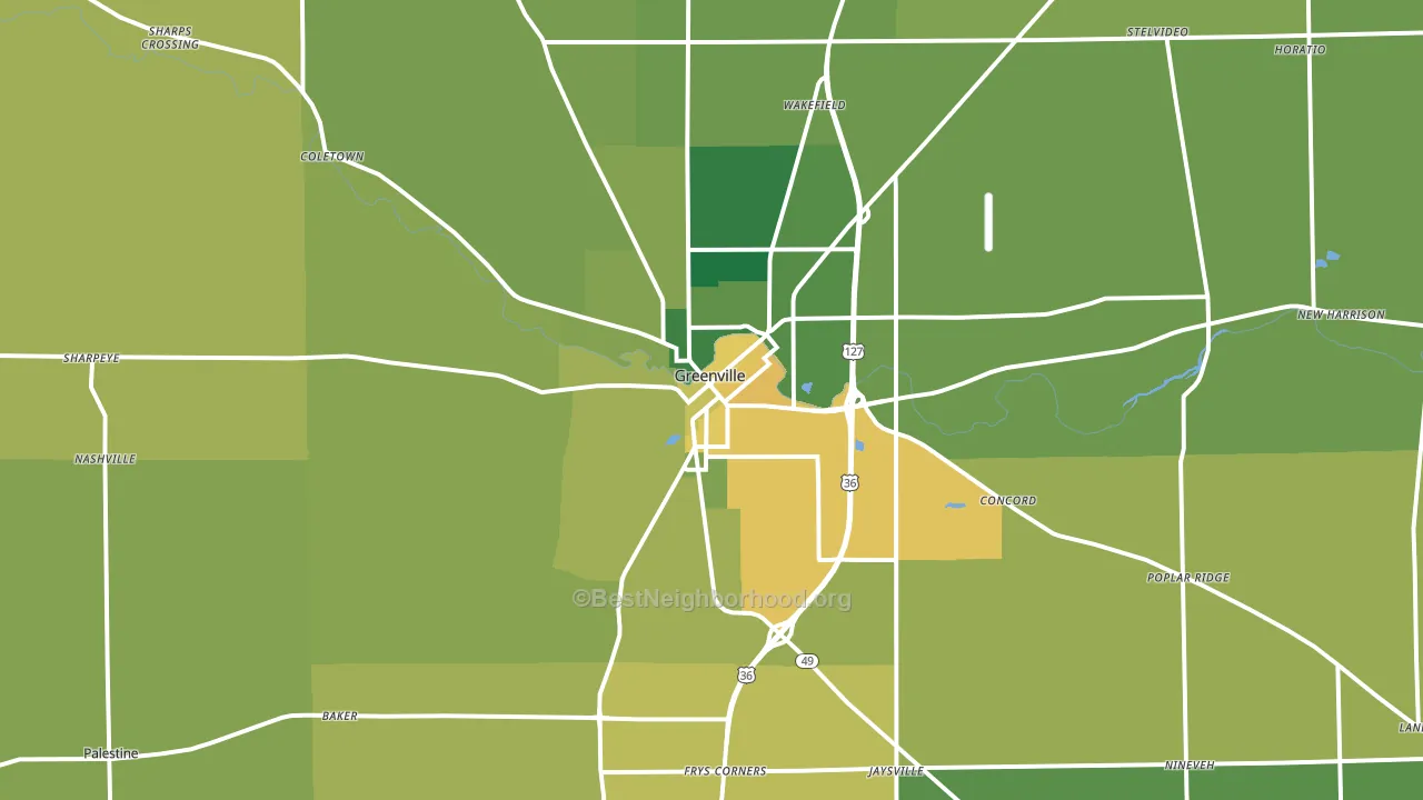 45331, OH block-group voter-turnout map
