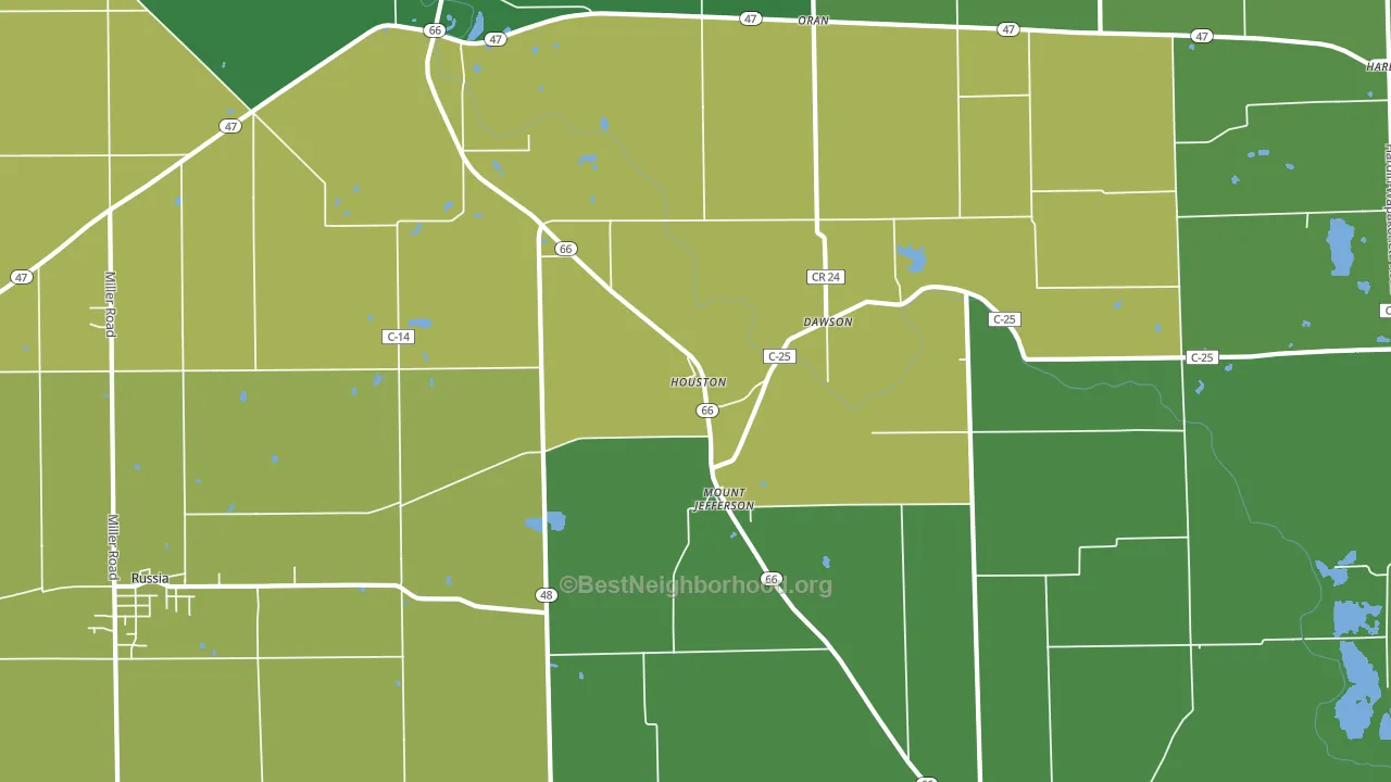 45333, OH block-group voter-turnout map