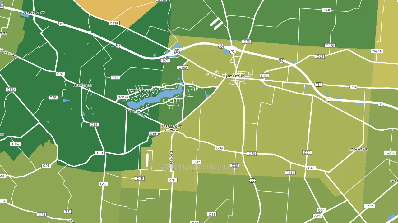 45335, OH block-group voter-turnout map