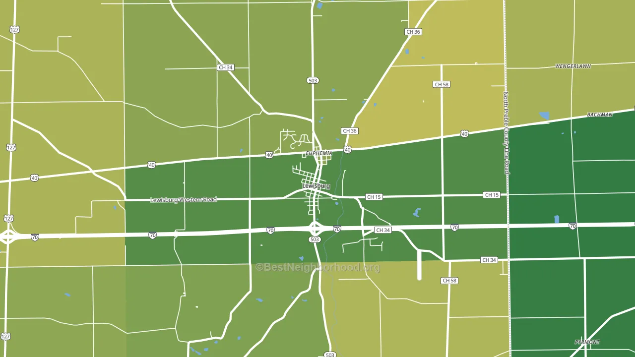 45338, OH block-group voter-turnout map