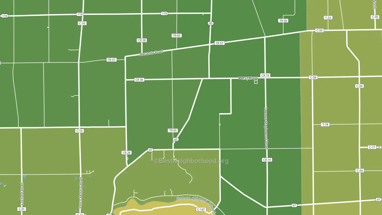 45340, OH block-group voter-turnout map