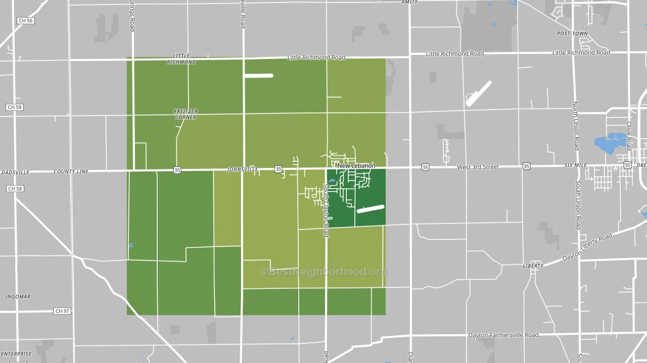 45345, OH block-group voter-turnout map