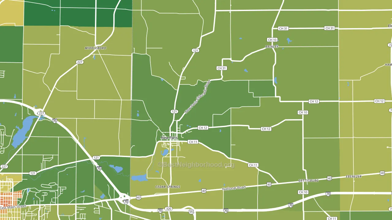 45347, OH block-group voter-turnout map