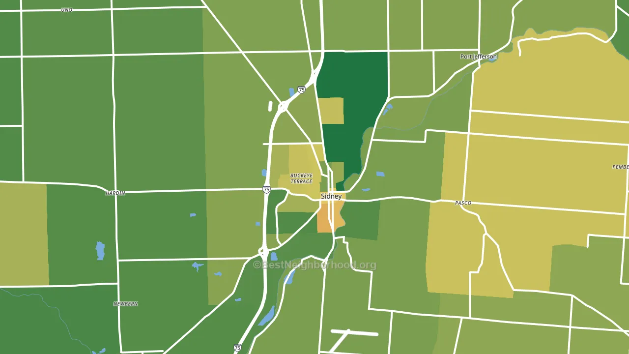 45365, OH block-group voter-turnout map