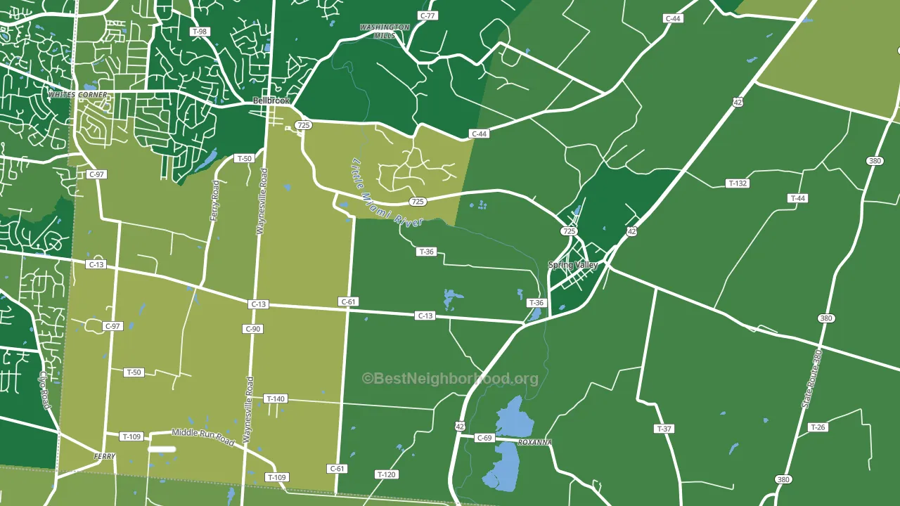 45370, OH block-group voter-turnout map