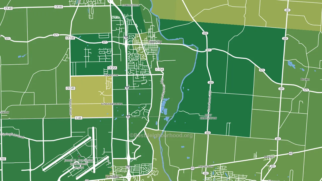 45371, OH block-group voter-turnout map