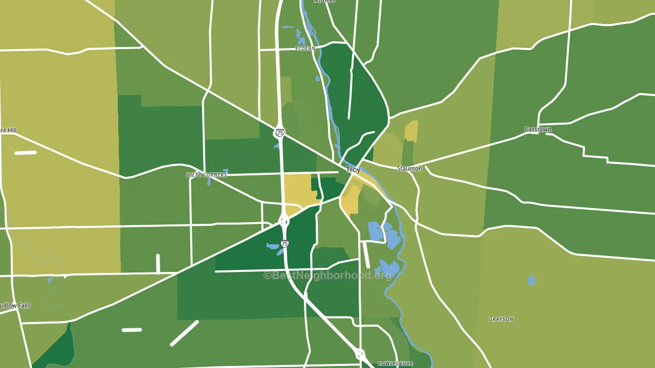45373, OH block-group voter-turnout map