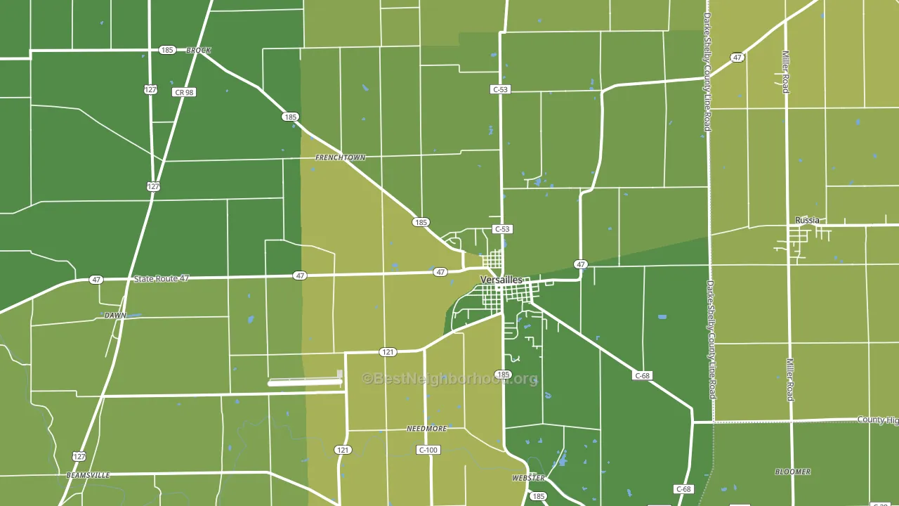 45380, OH block-group voter-turnout map