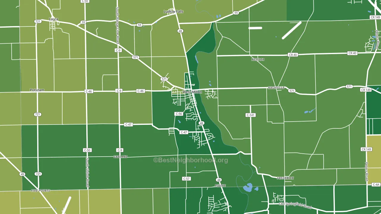 45383, OH block-group voter-turnout map