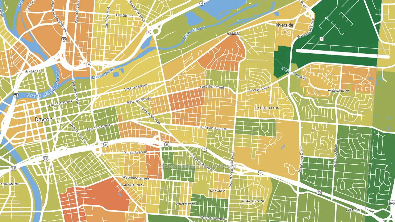 45403, OH block-group voter-turnout map