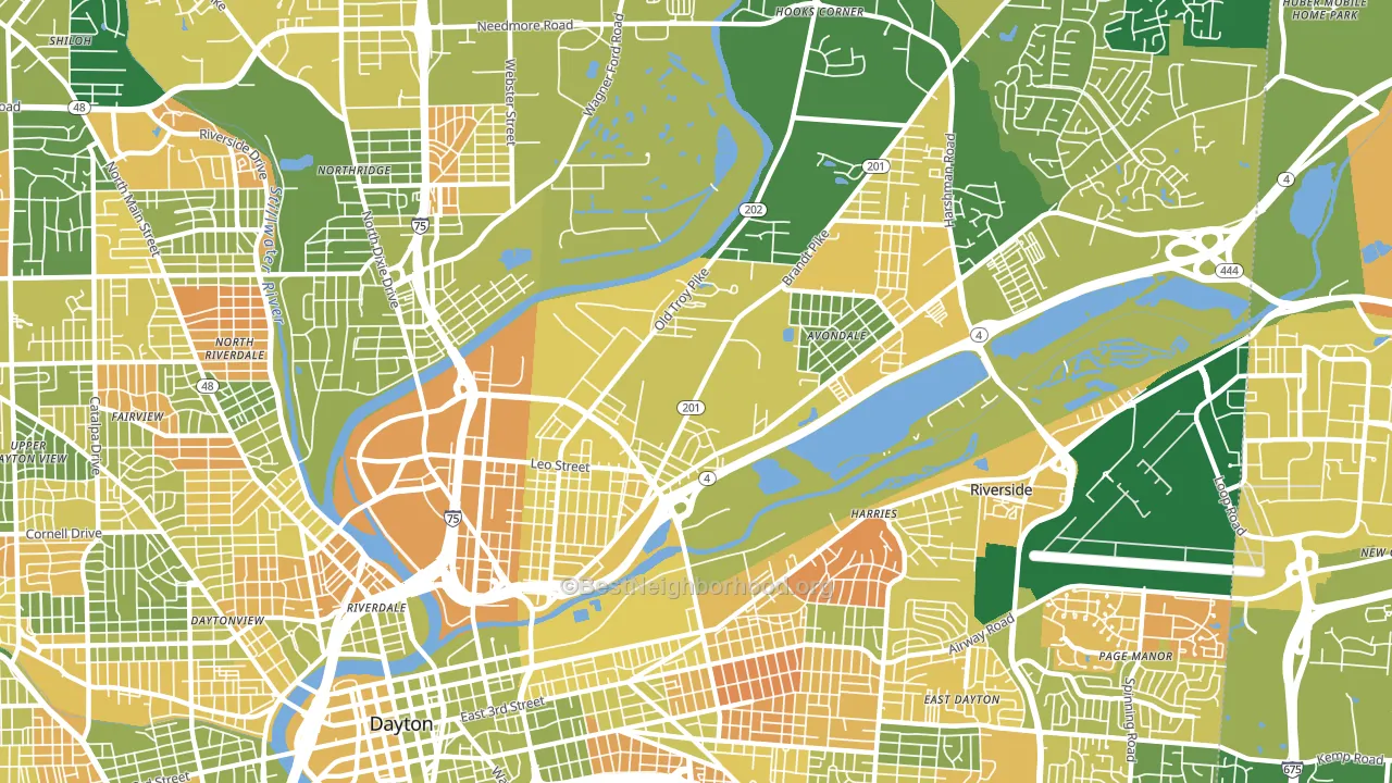 45404, OH block-group voter-turnout map