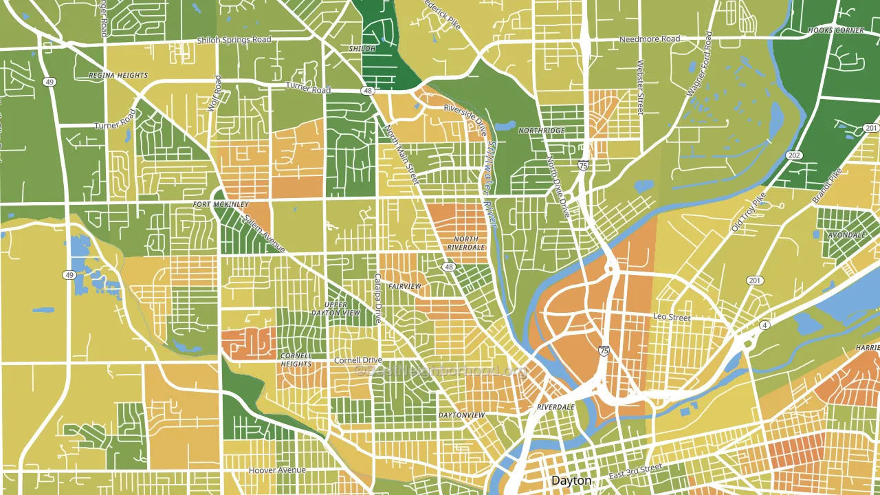 45405, OH block-group voter-turnout map