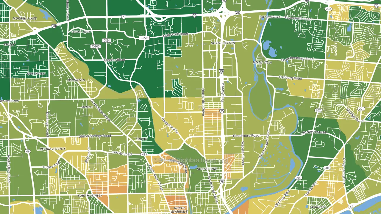 45414, OH block-group voter-turnout map