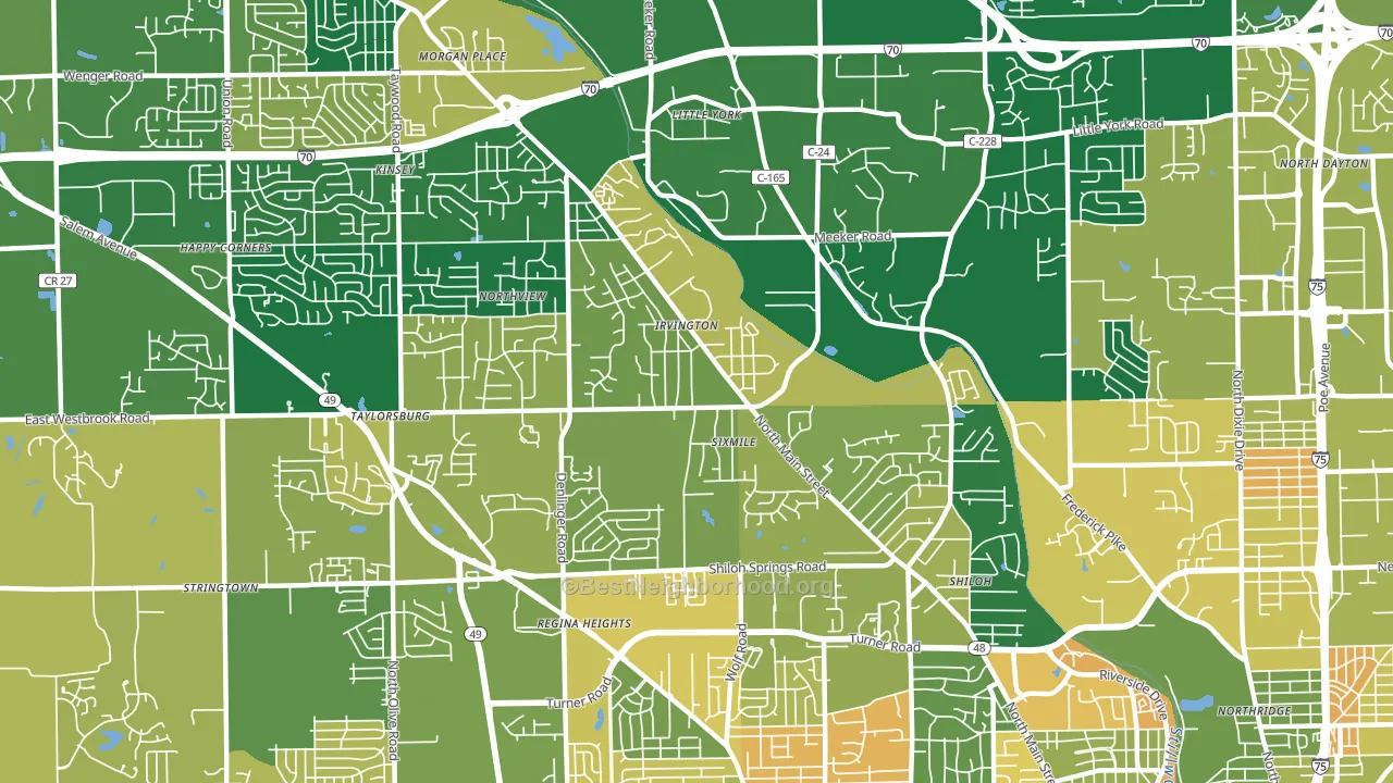 45415, OH block-group voter-turnout map