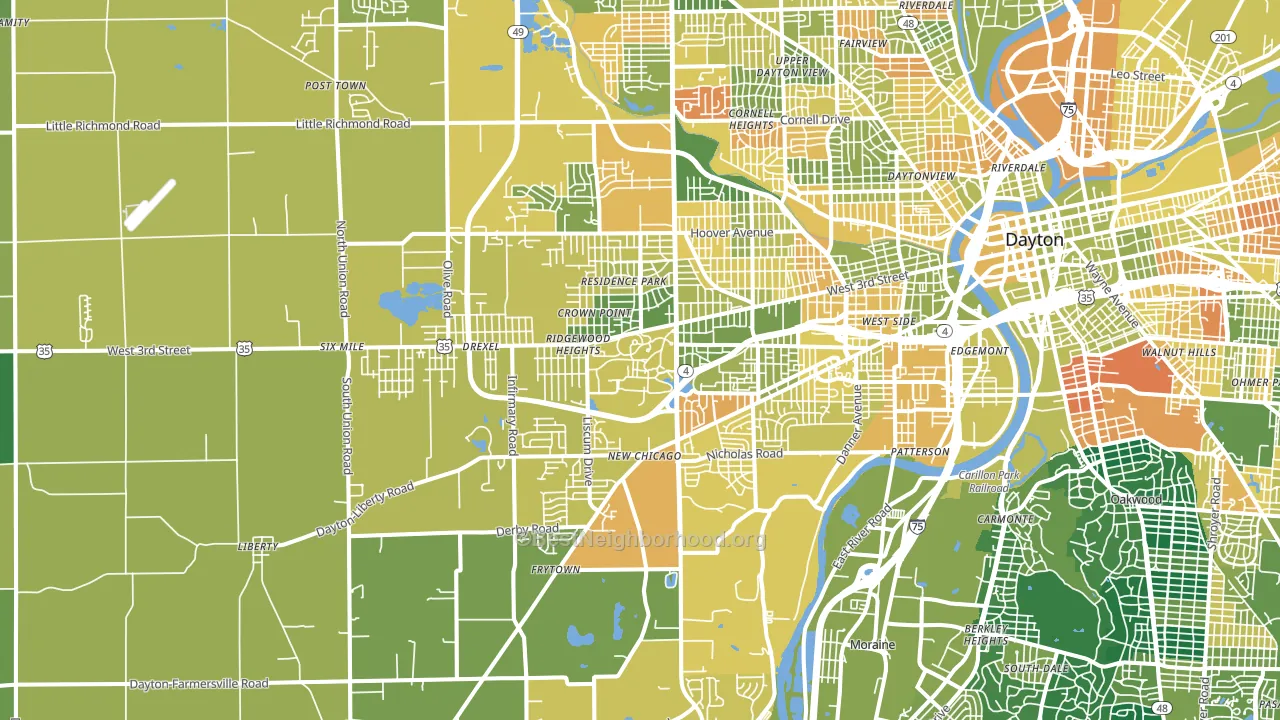 45417, OH block-group voter-turnout map