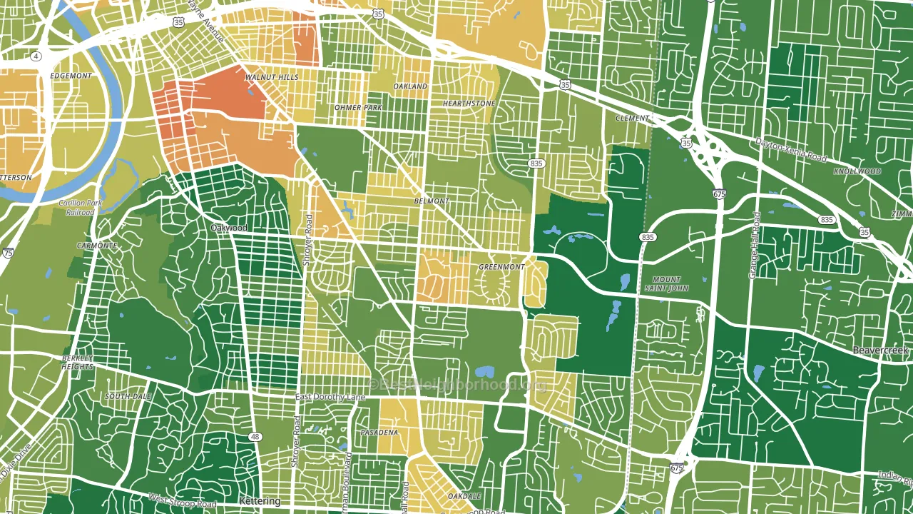 45420, OH block-group voter-turnout map