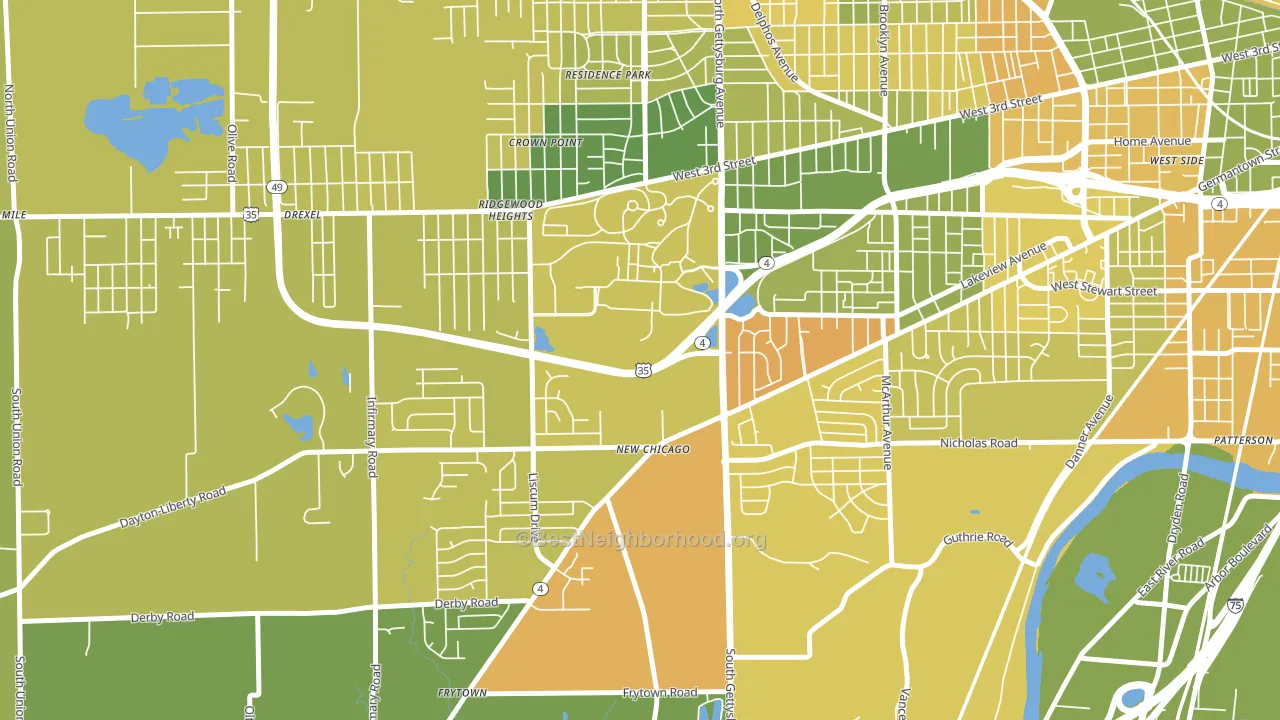 45428, OH block-group voter-turnout map