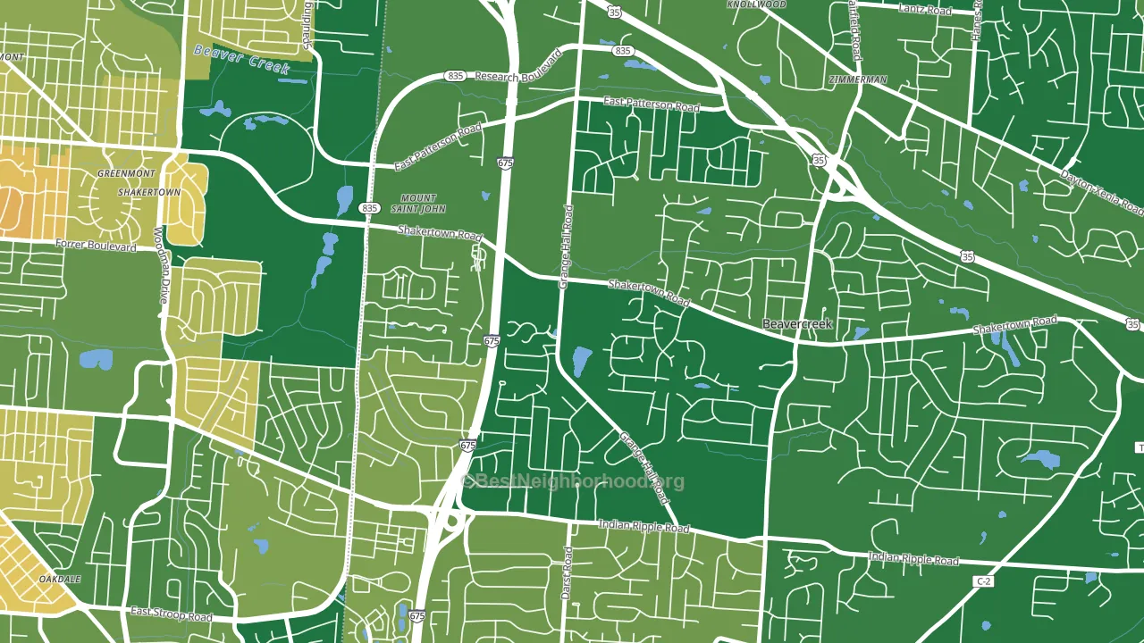 45430, OH block-group voter-turnout map
