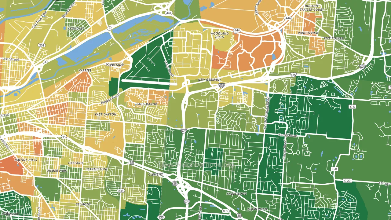 45431, OH block-group voter-turnout map