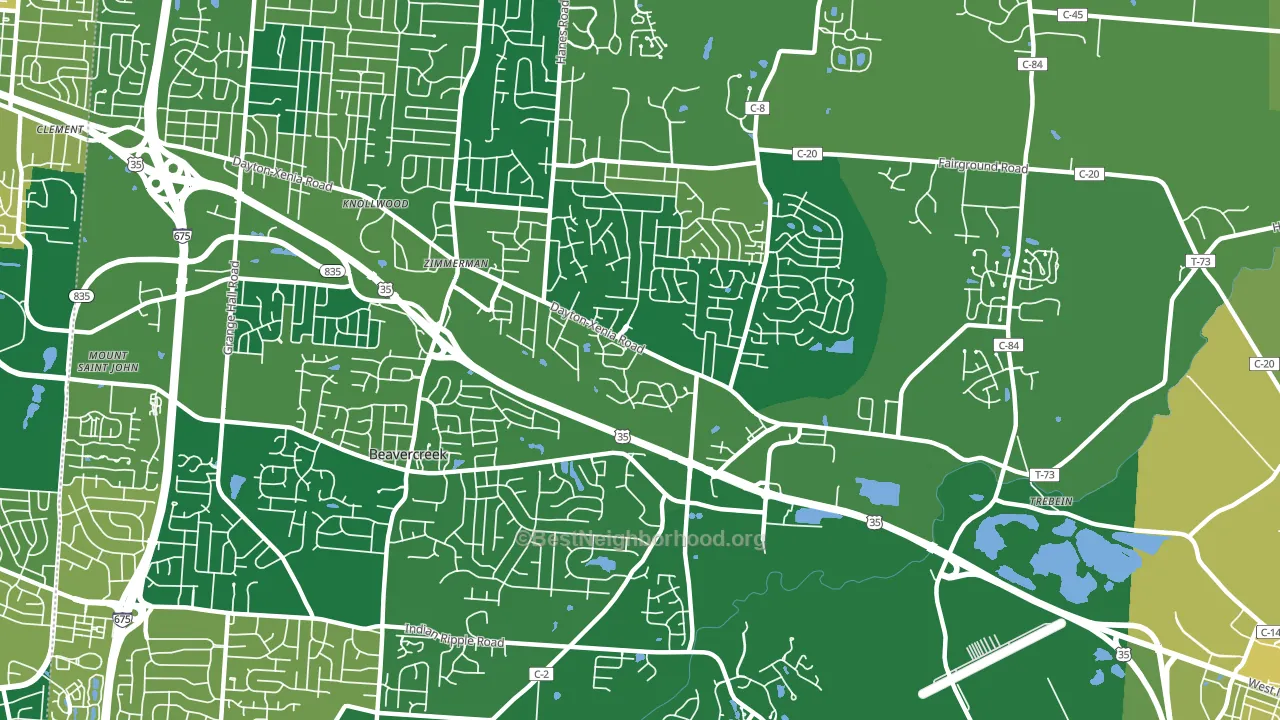 45434, OH block-group voter-turnout map