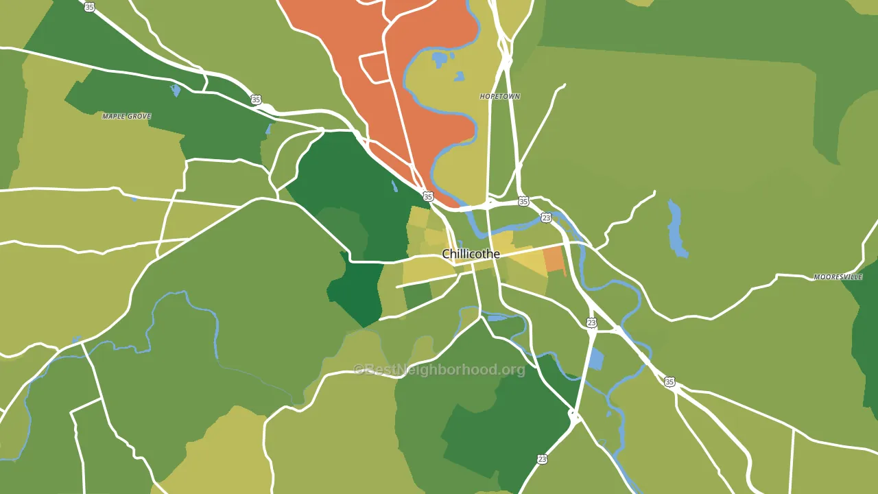 45601, OH block-group voter-turnout map