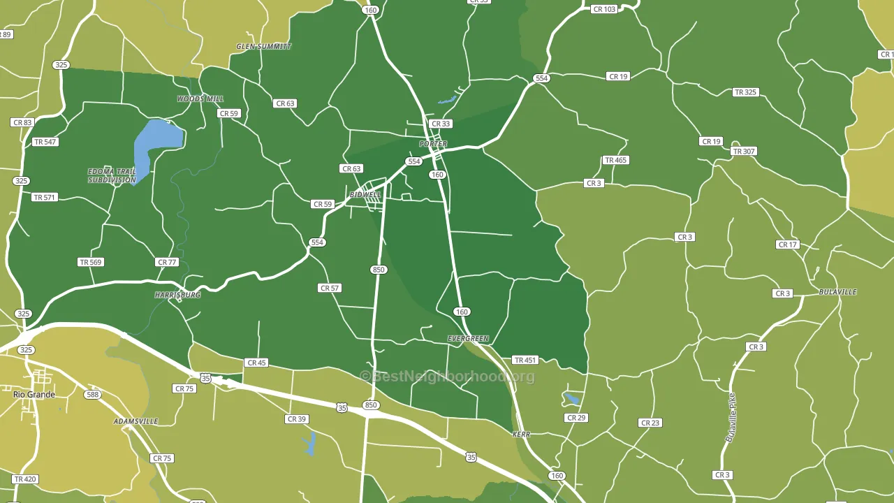 45614, OH block-group voter-turnout map