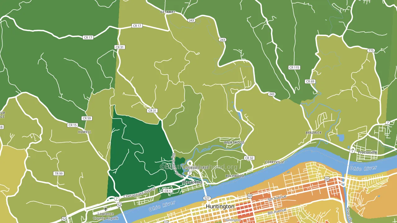 45619, OH block-group voter-turnout map