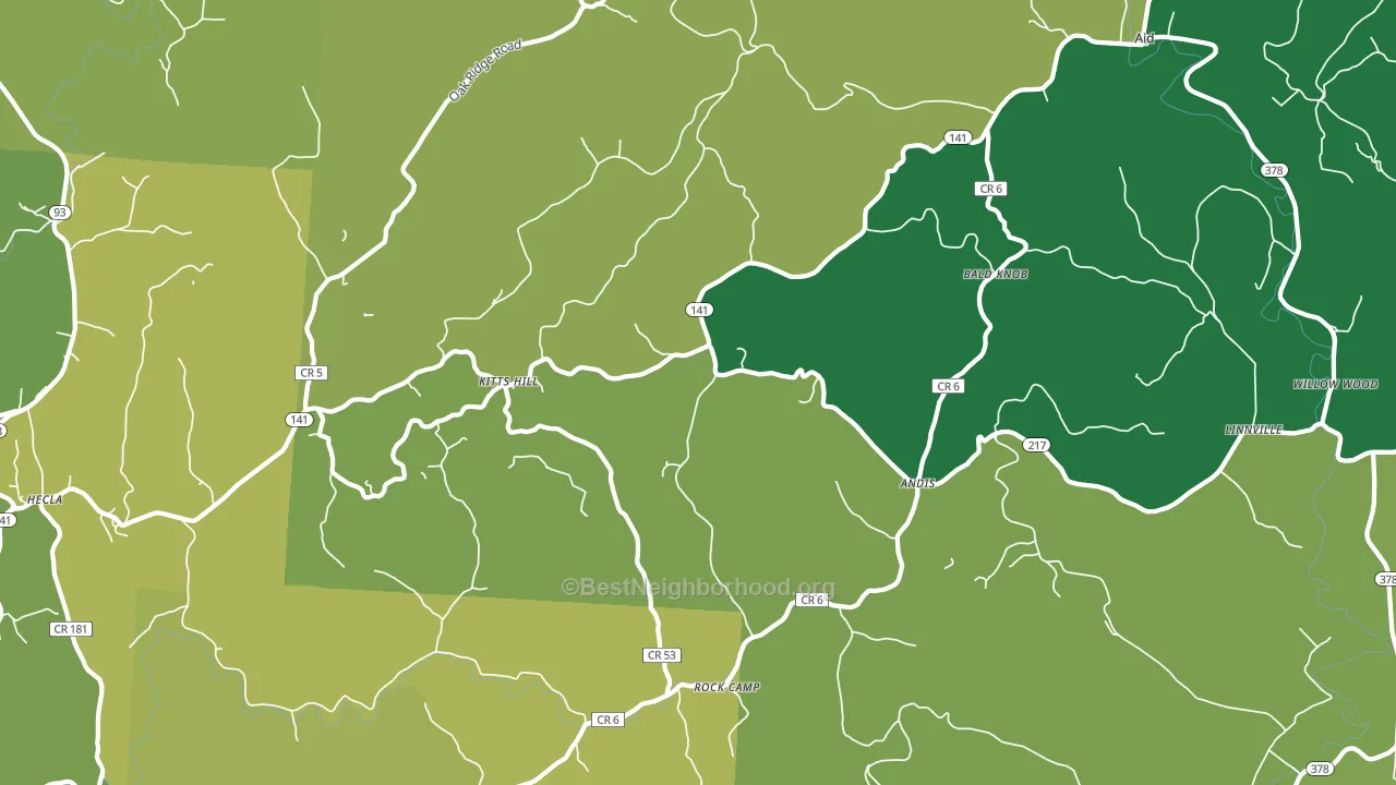 45645, OH block-group voter-turnout map
