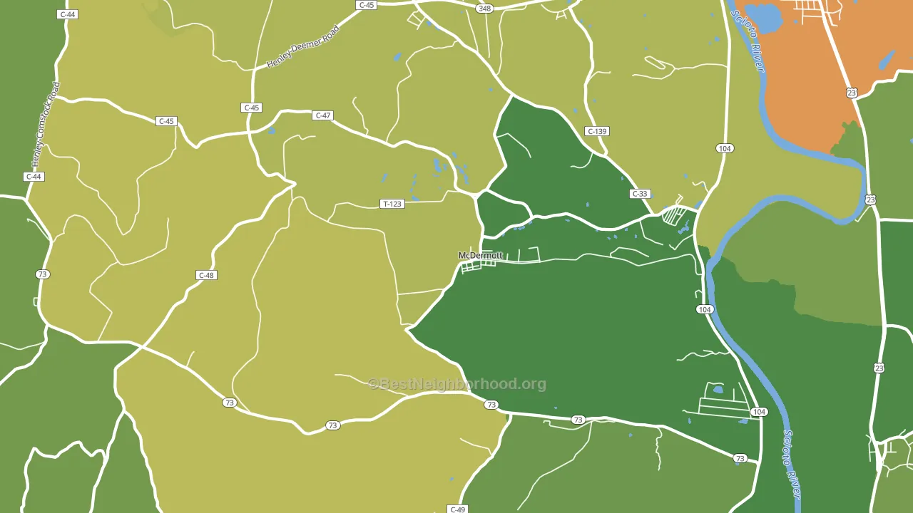 45652, OH block-group voter-turnout map