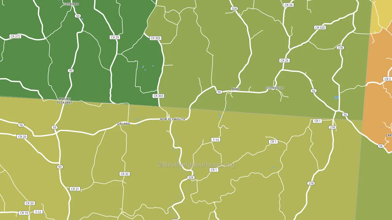 45654, OH block-group voter-turnout map