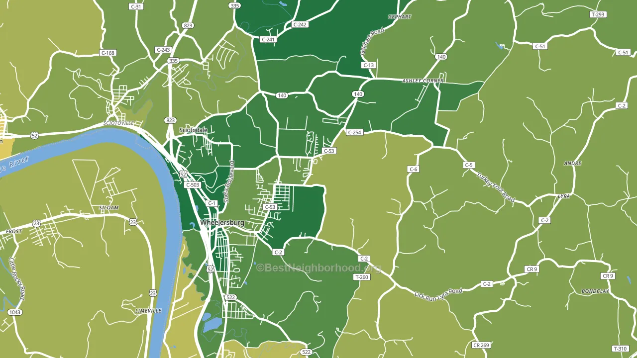 45694, OH block-group voter-turnout map