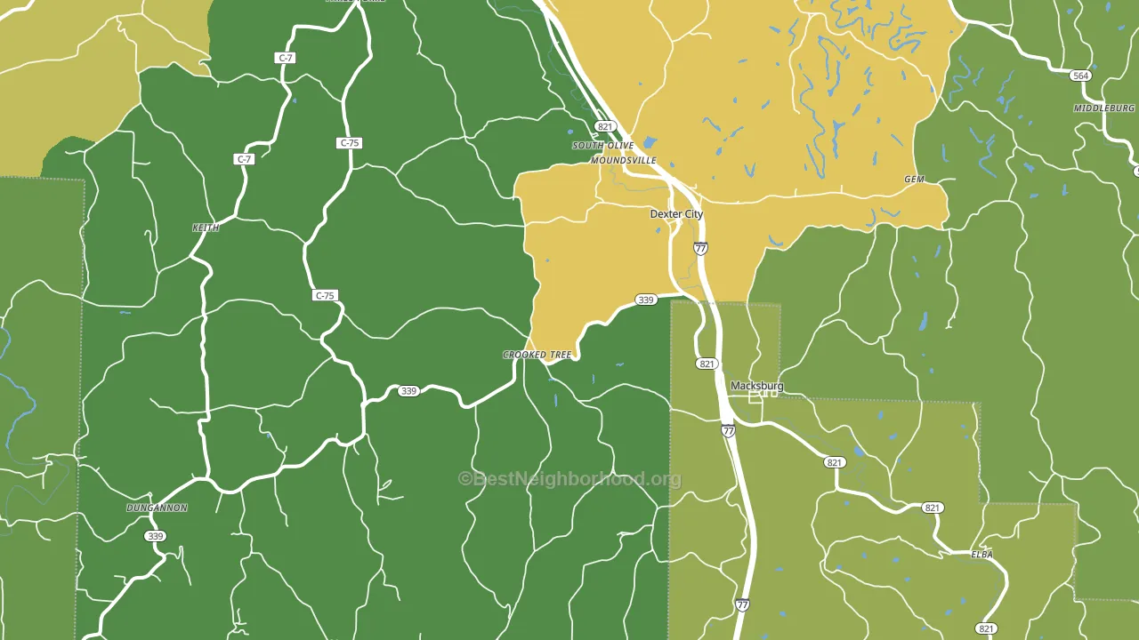 45727, OH block-group voter-turnout map