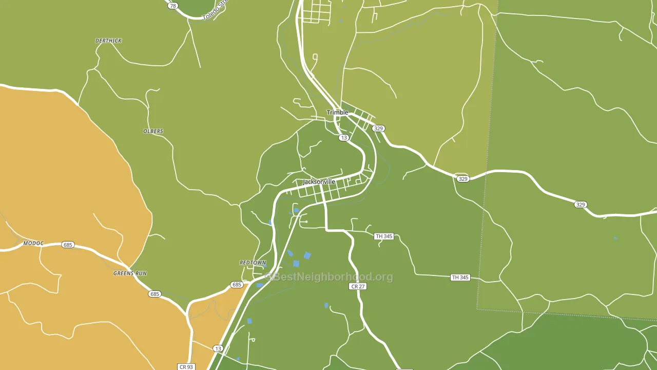 45740, OH block-group voter-turnout map