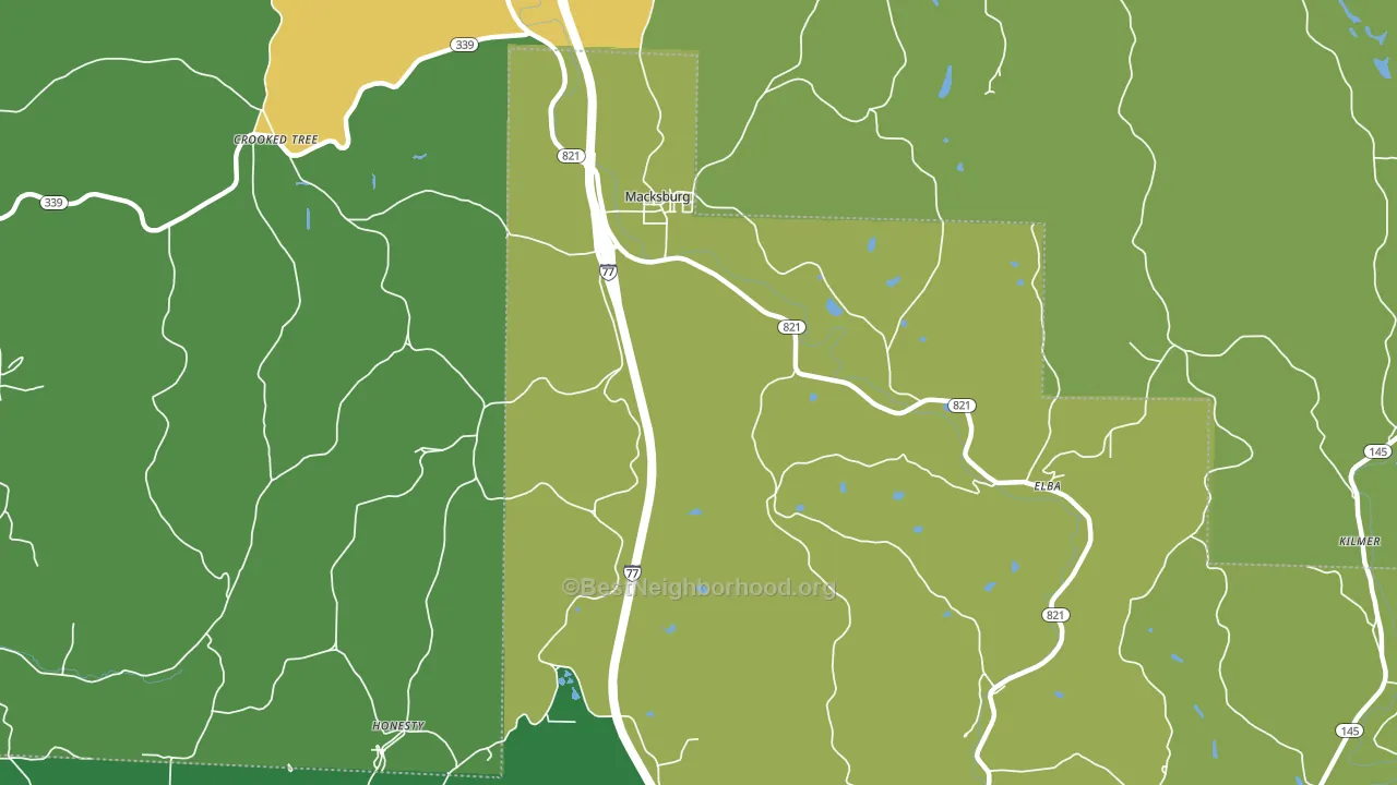 45746, OH block-group voter-turnout map