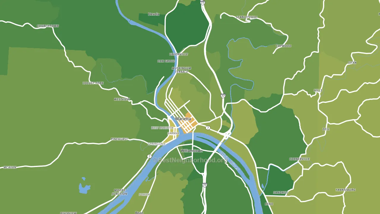 45750, OH block-group voter-turnout map