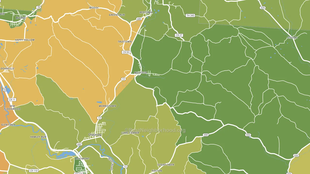 45761, OH block-group voter-turnout map