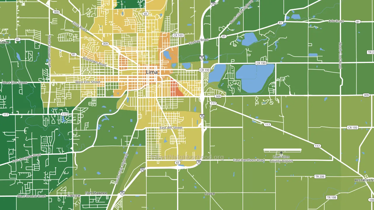 45804, OH block-group voter-turnout map