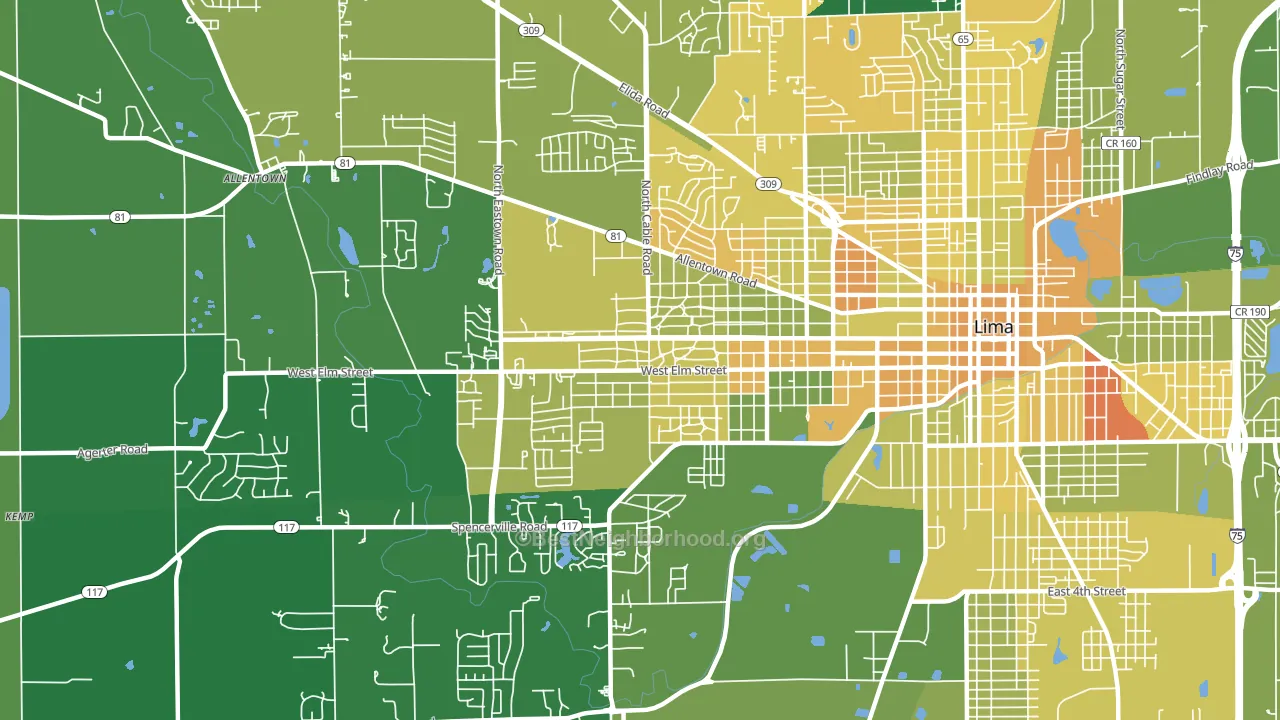 45805, OH block-group voter-turnout map
