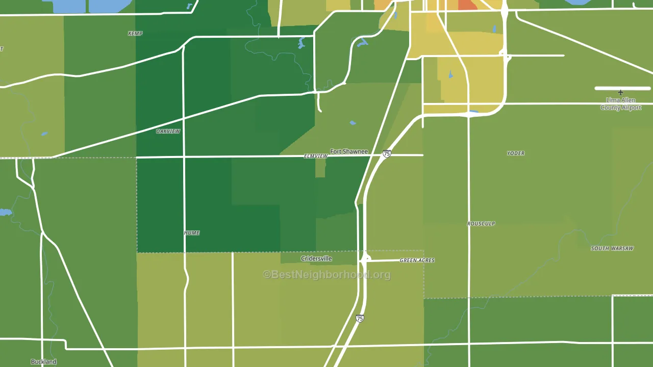 45806, OH block-group voter-turnout map