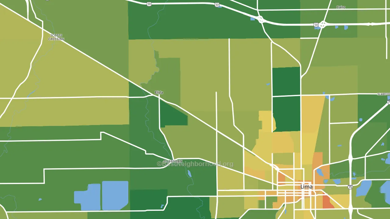 45807, OH block-group voter-turnout map