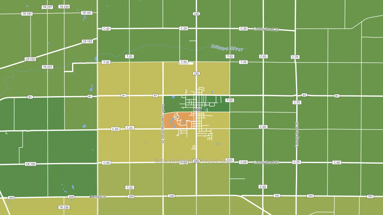 45810, OH block-group voter-turnout map