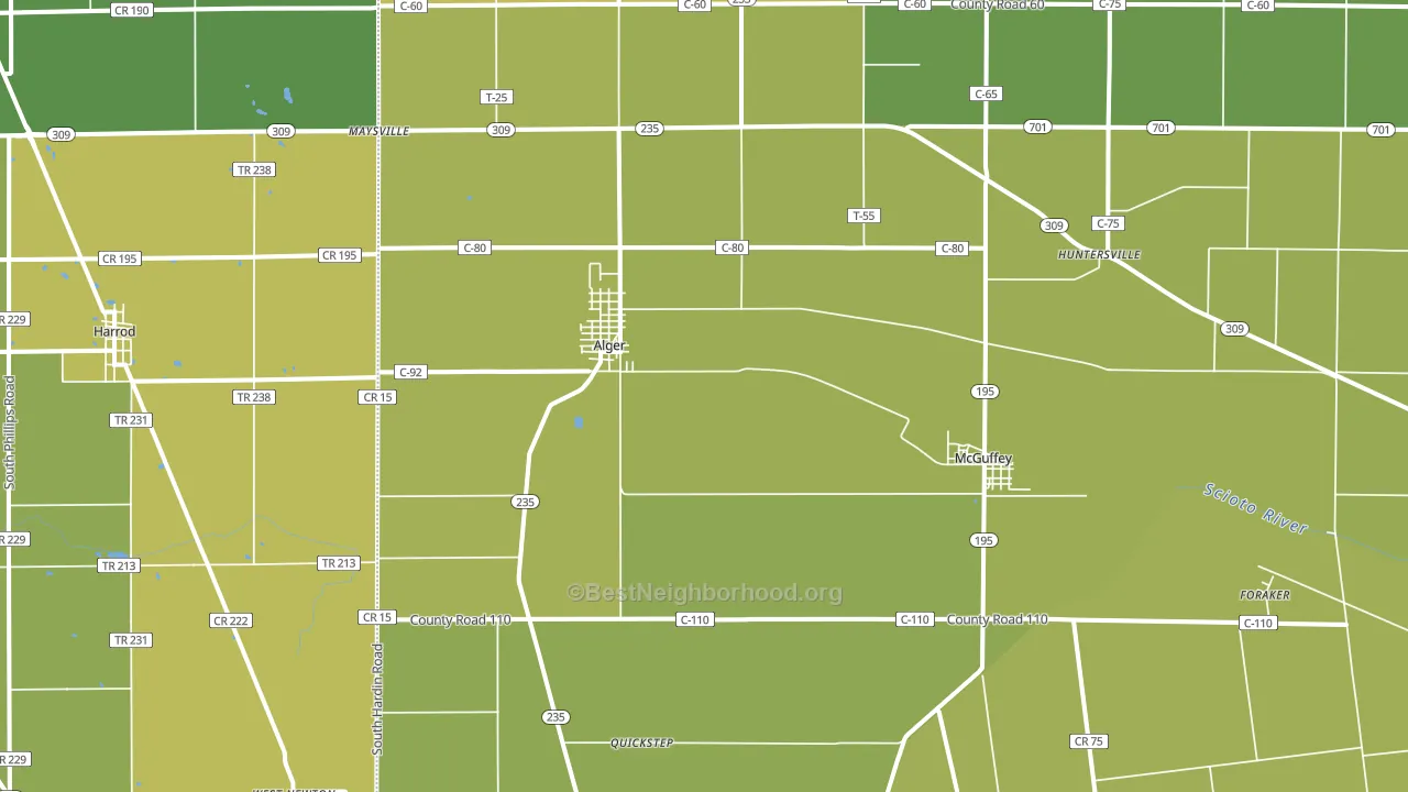 45812, OH block-group voter-turnout map