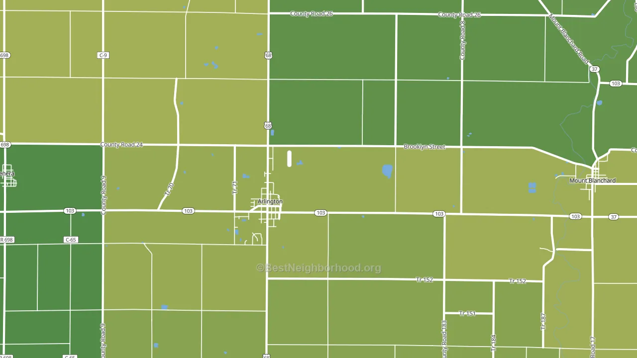 45814, OH block-group voter-turnout map